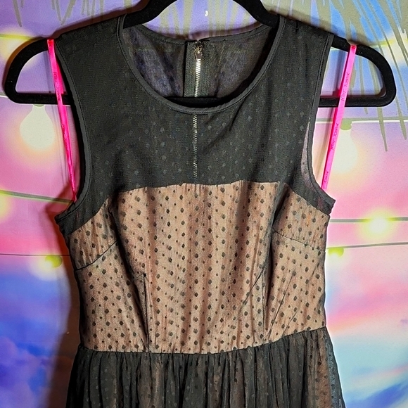 Betsey Johnson Perfect Overlay Black Swiss Dot Tulle Sleeveless Dress 2 - Picture 2 of 5